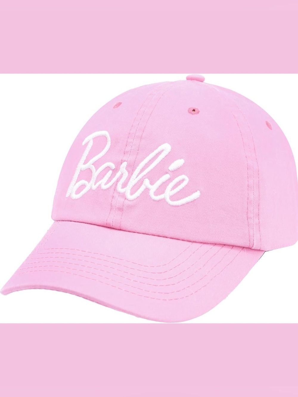 Barbie Light Pink Baseball Hat with White Script Logo NEW